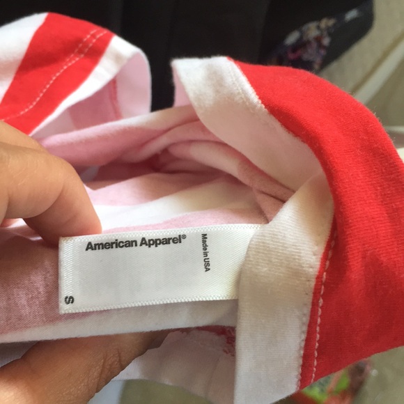Red and White Stripe American Apparel Crop Top - Picture 3 of 3